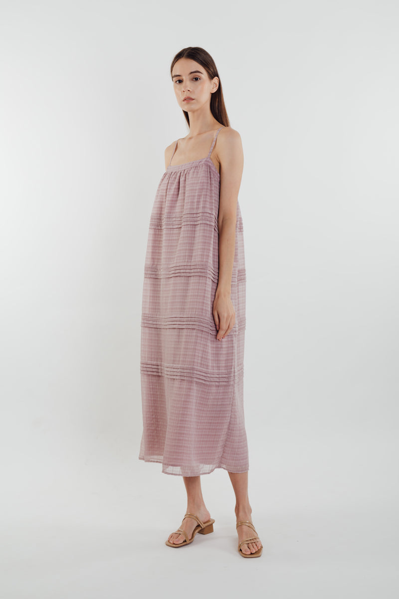 Panelled Midi Dress in Rose – KLARRA
