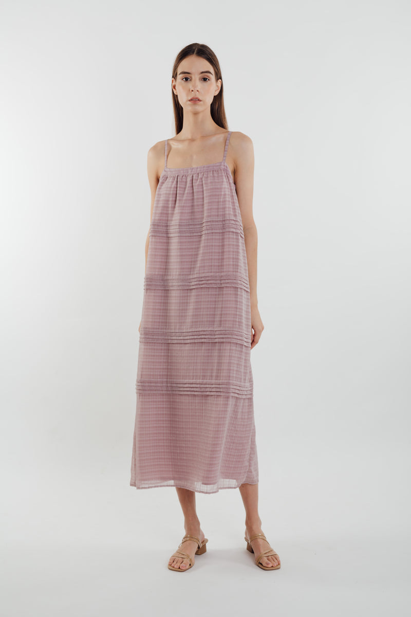 Panelled Midi Dress in Rose