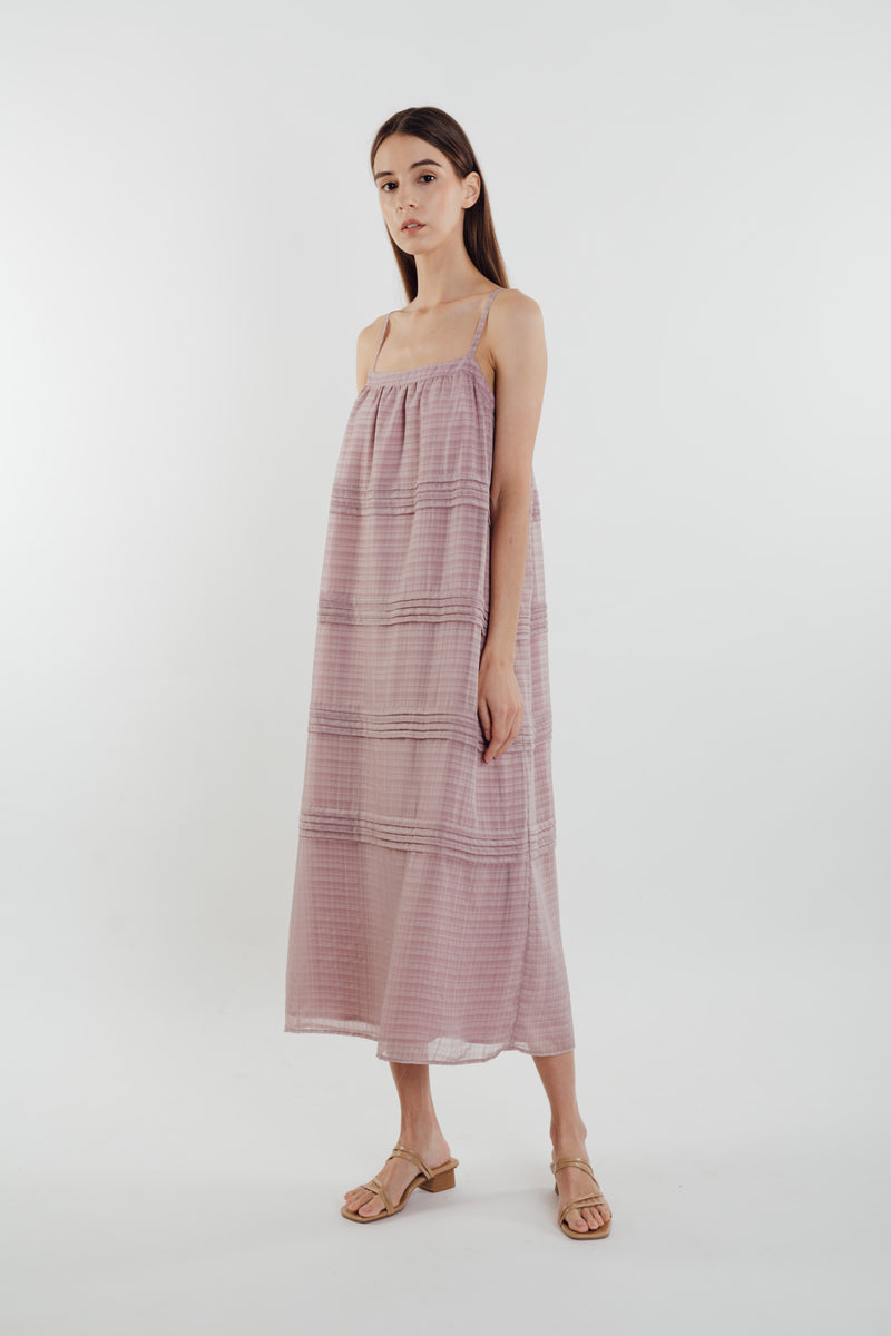 Panelled Midi Dress in Rose – KLARRA
