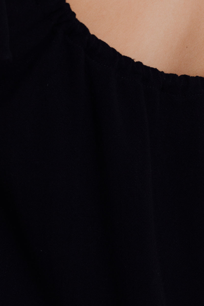 Linen Strap Top in Black