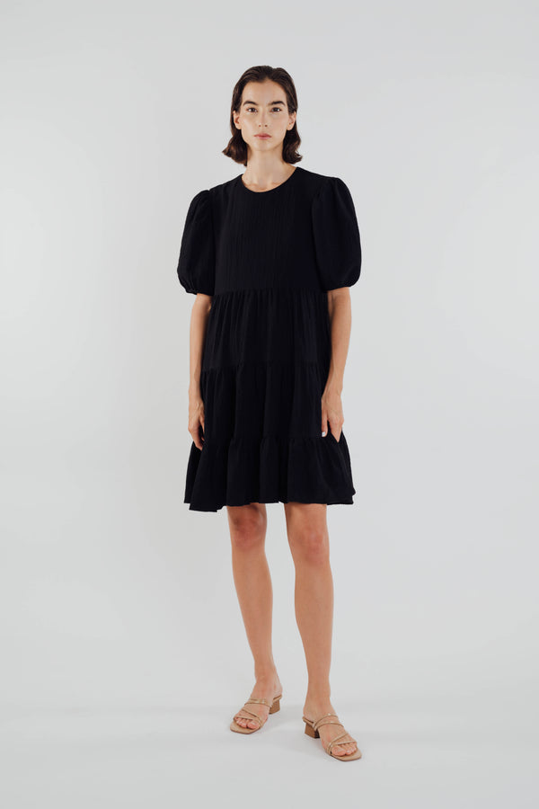 Textured Mini Dress in Black