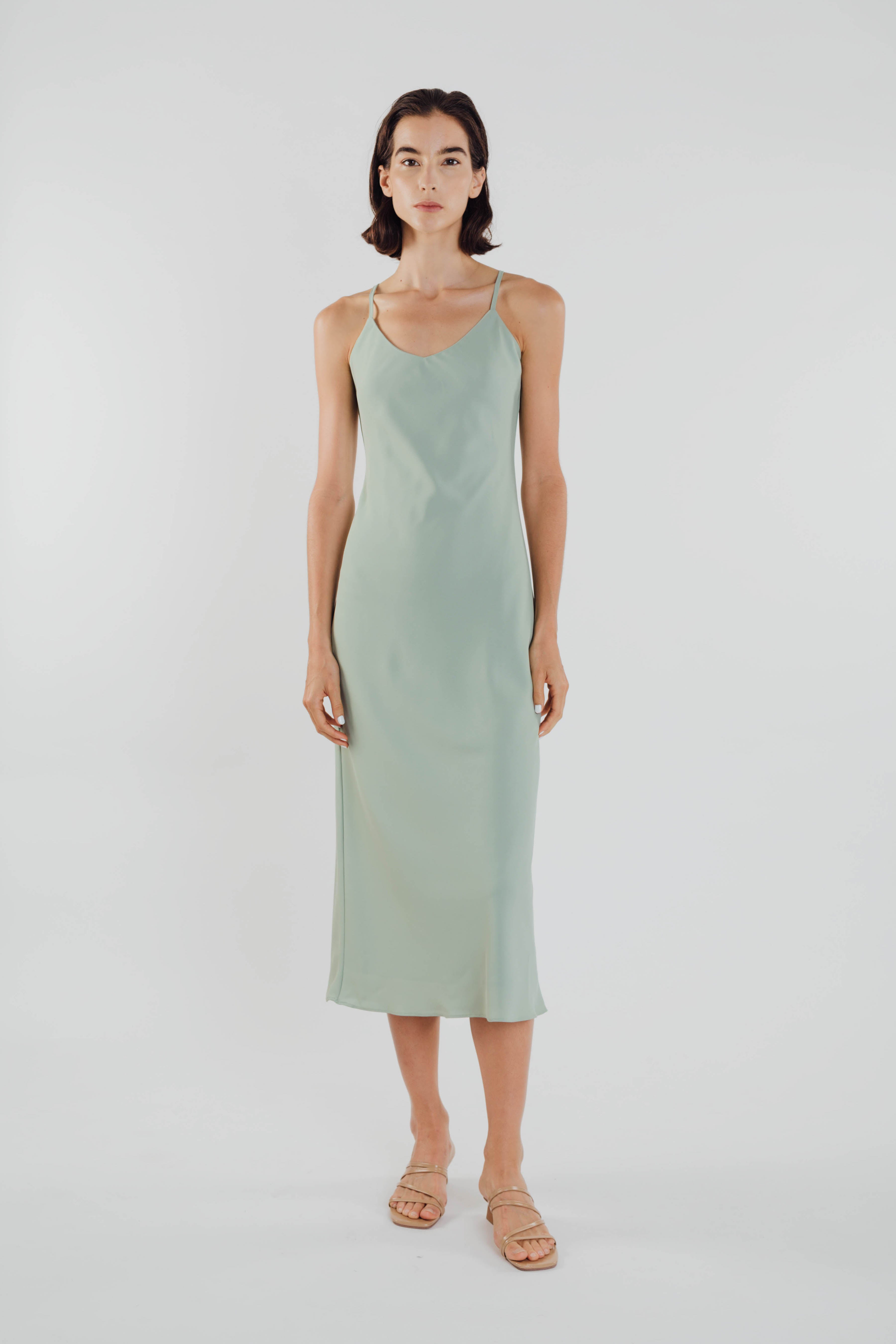 V Neck Slip Dress in Pistachio