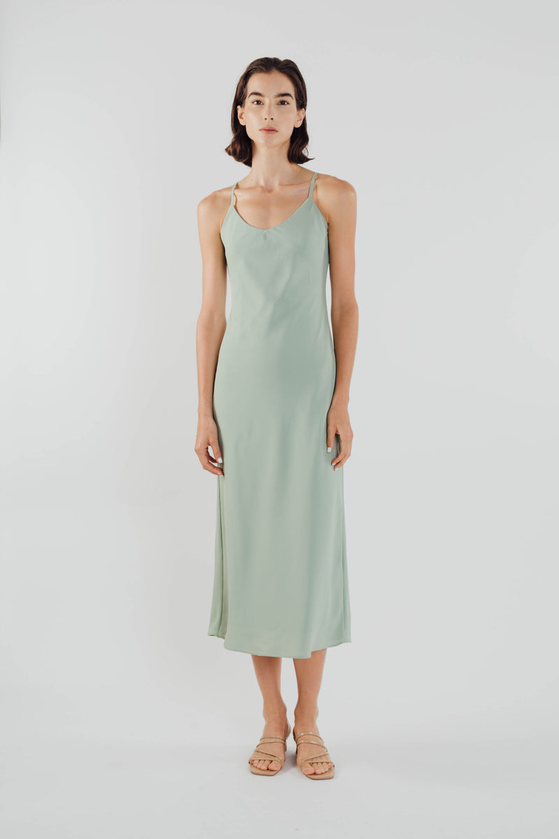 V Neck Slip Dress in Pistachio