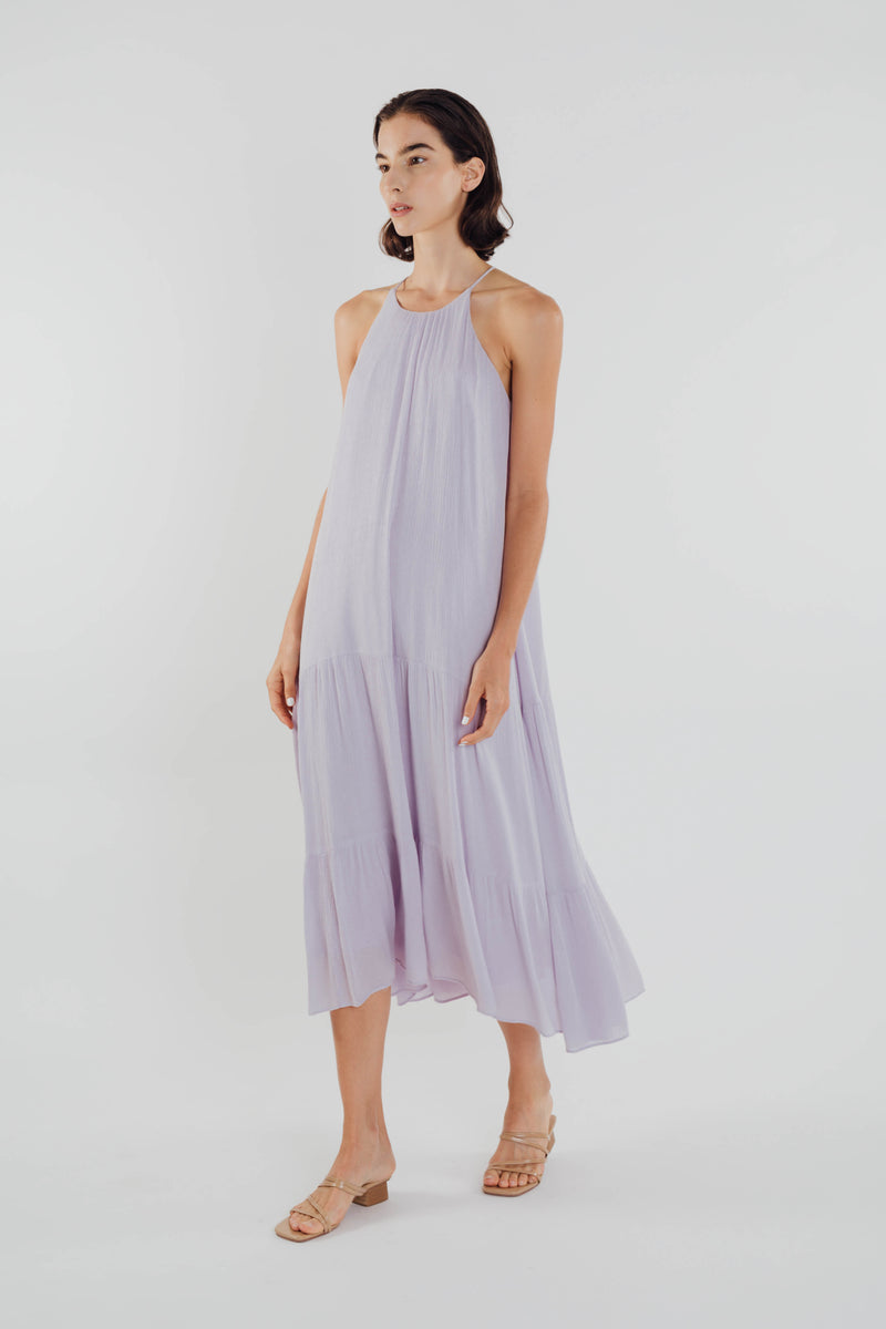 Textured Crepe Maxi Dress in Orchid