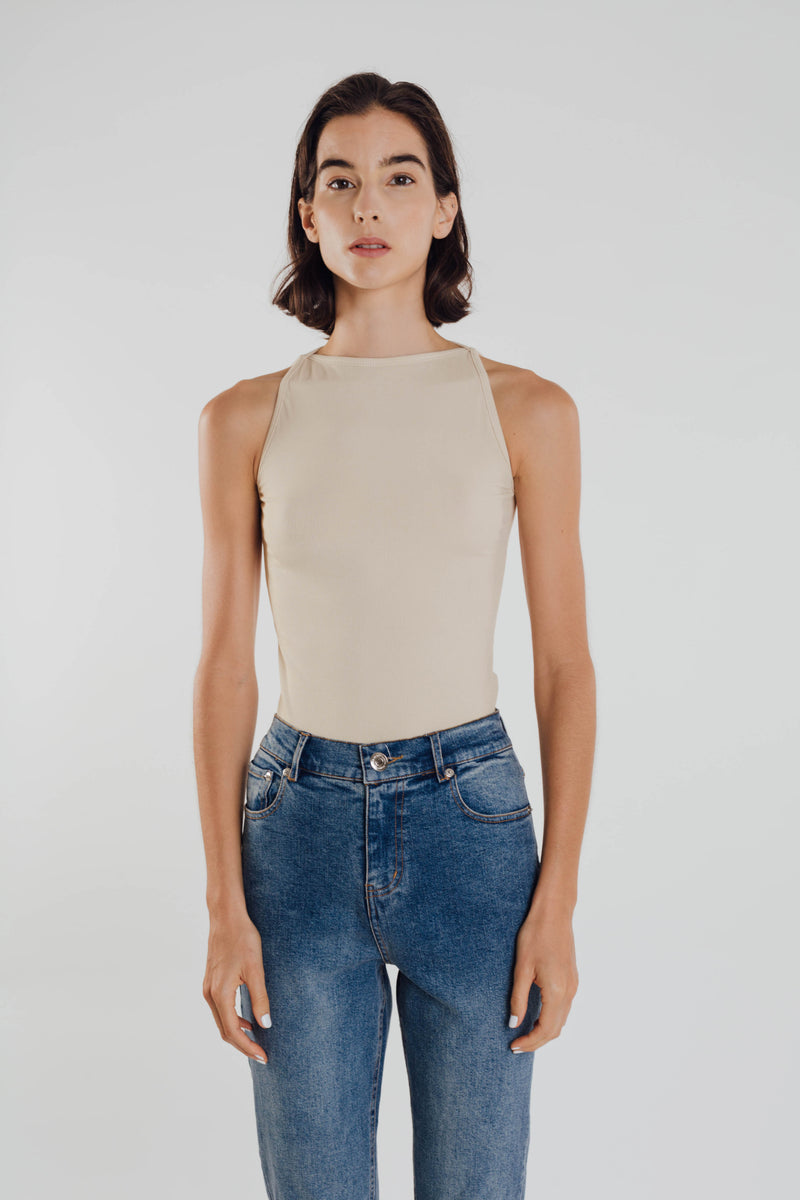 Boat Neck Knit Top in Natural
