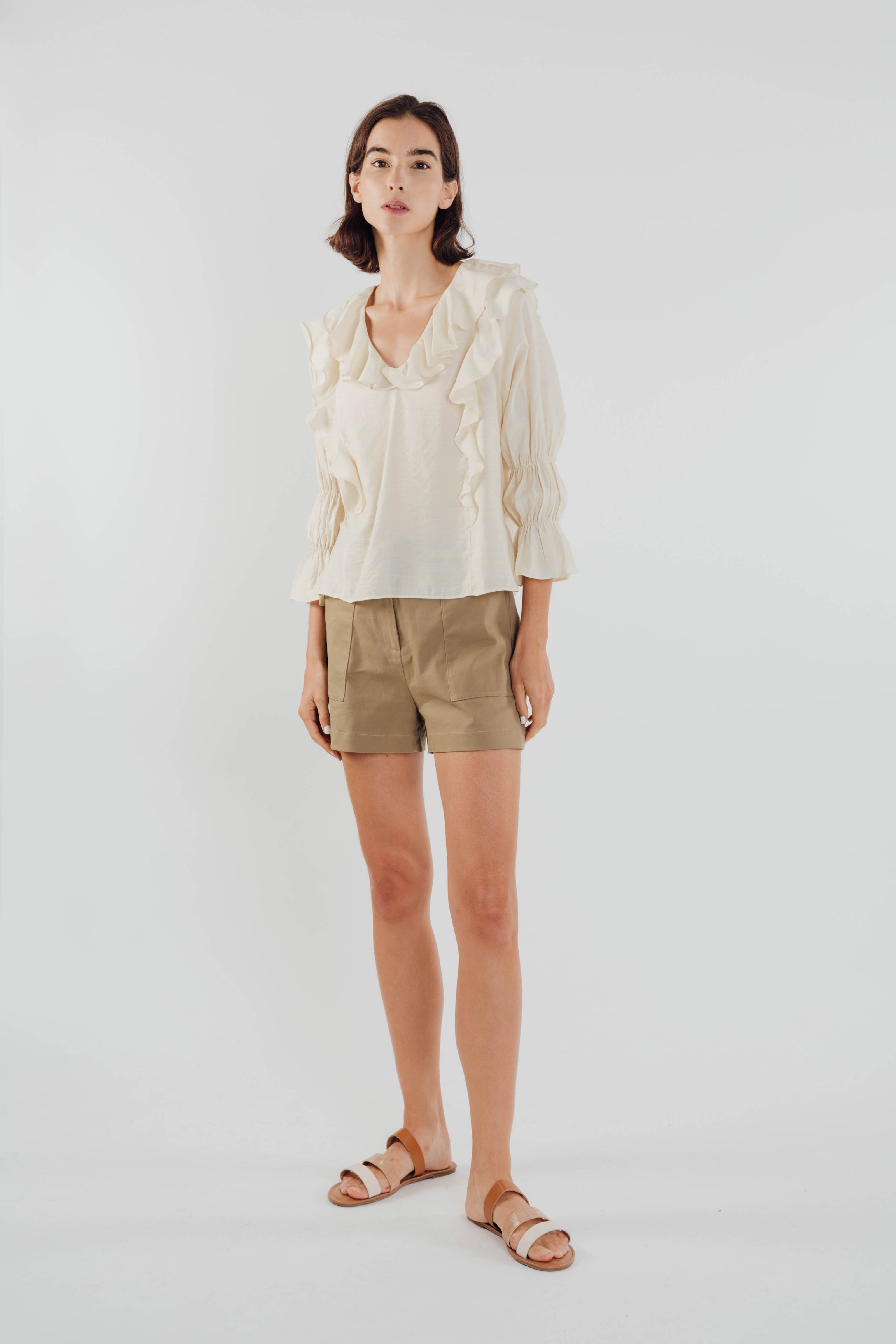 Frilled Top in Ecru (Sale)