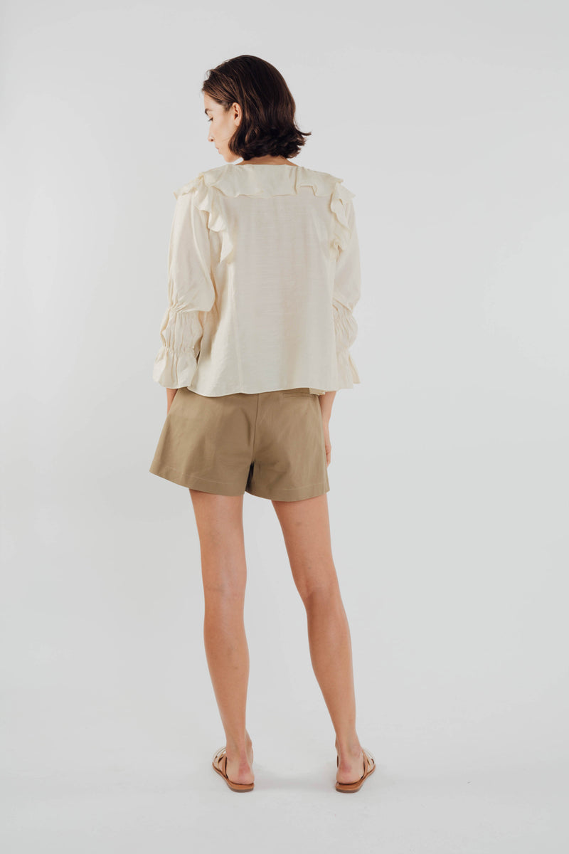 Frilled Top in Ecru