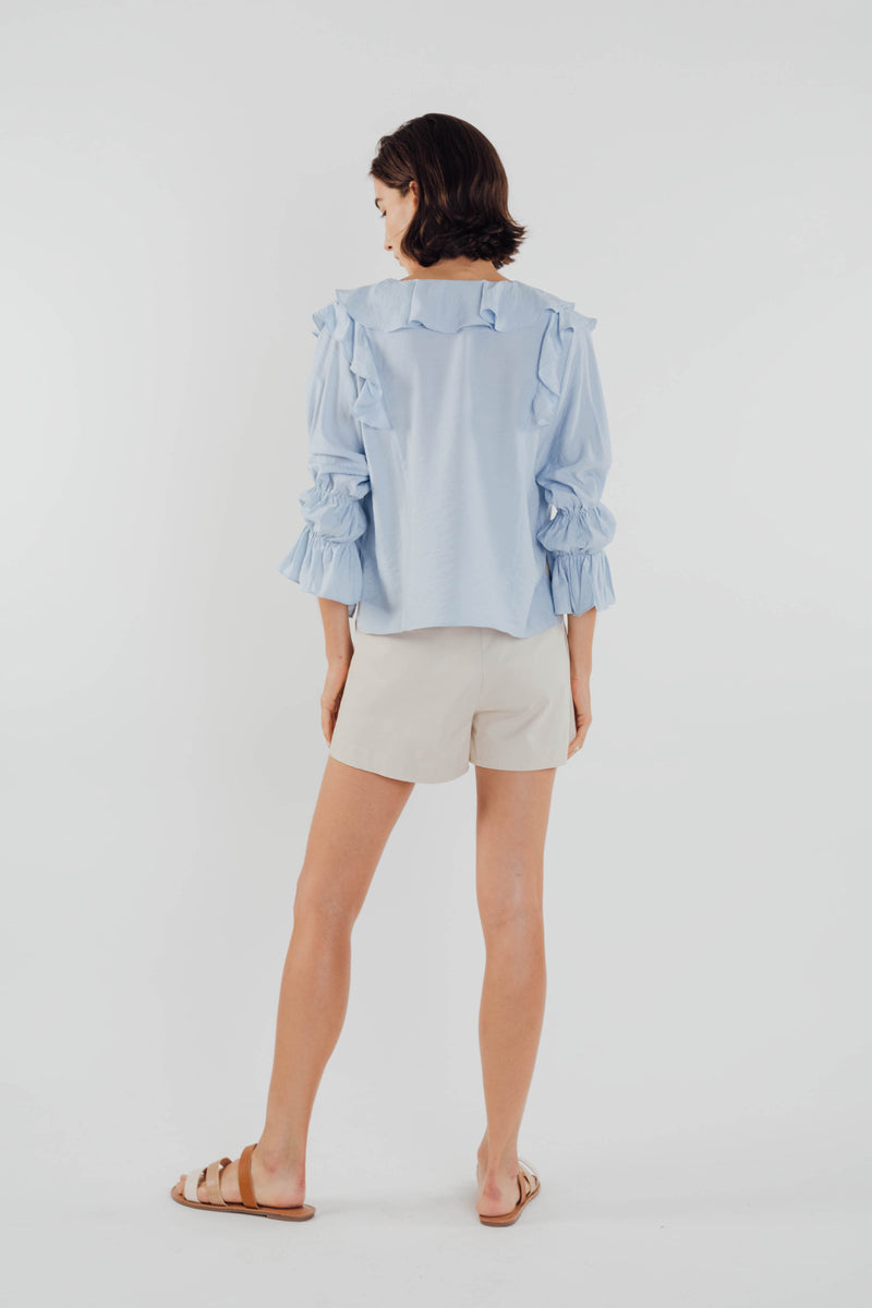 Frilled Top in Sky