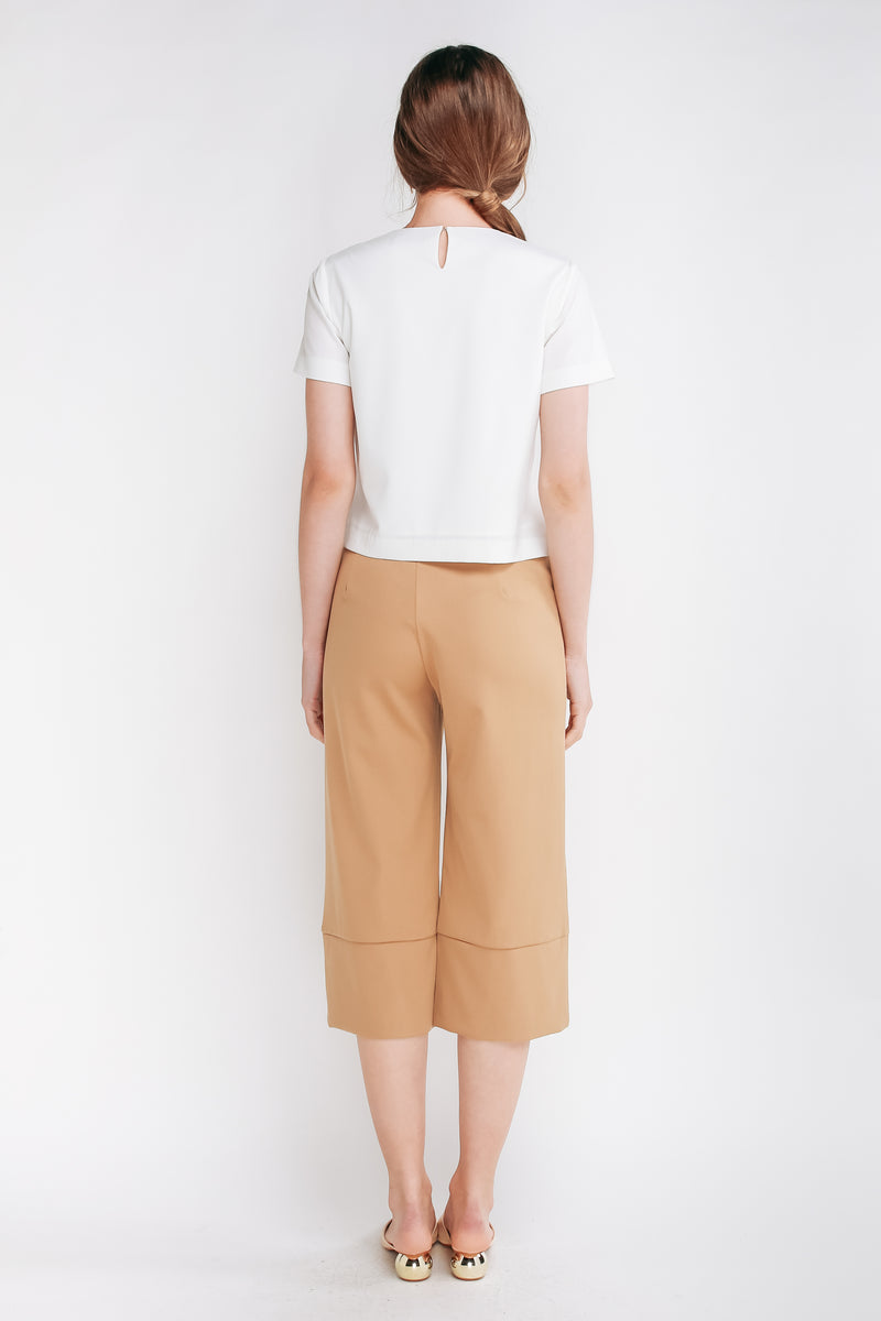 Pleated Hem Top In White