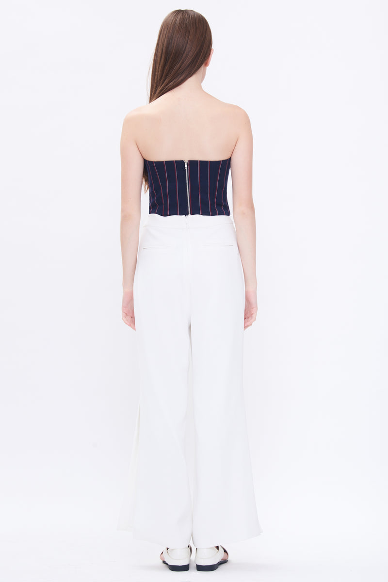 Pleated Bustier In Stripe