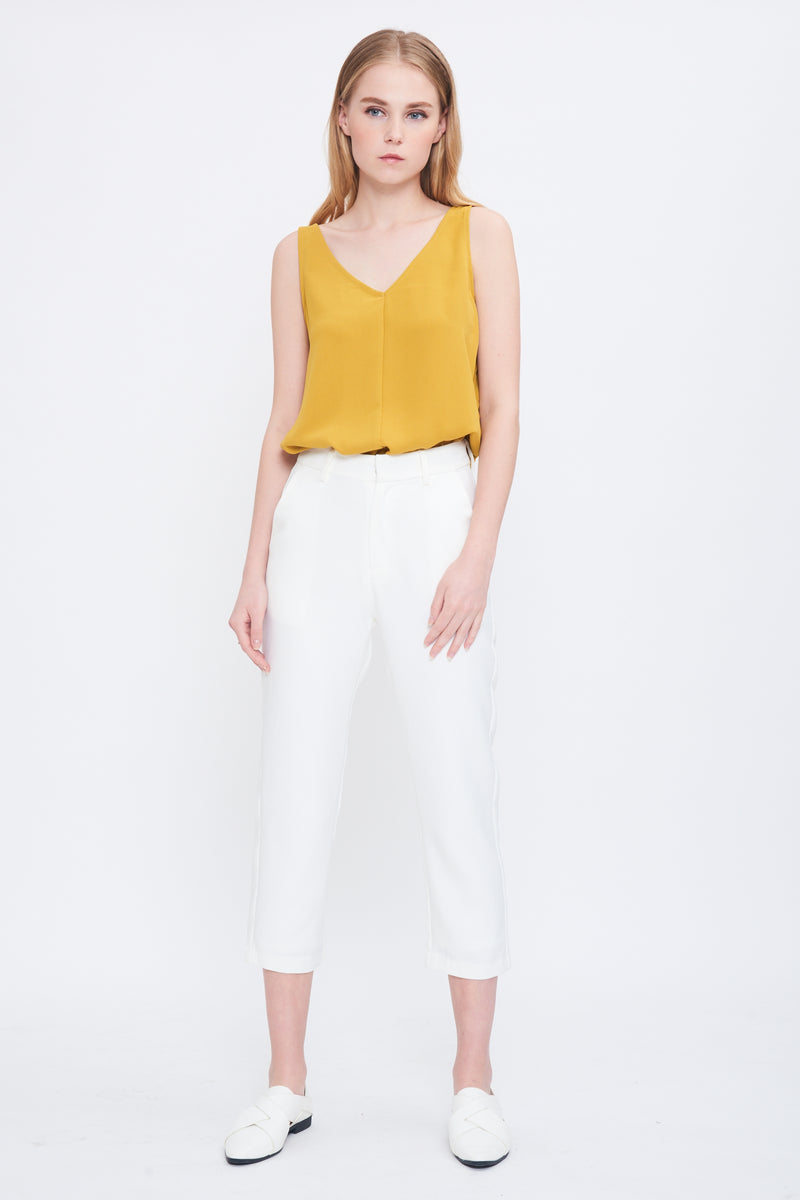 Crop Cigarette Trousers In White