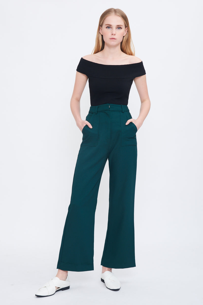 Bootcut Trousers In Forest Green