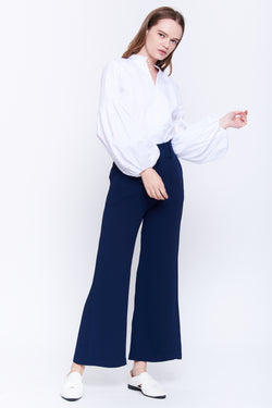 Classic Wide Leg Trousers In Navy