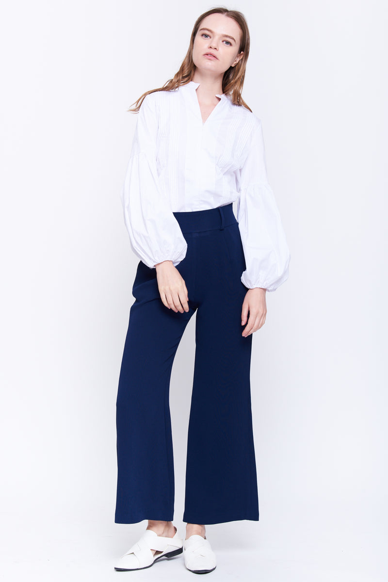 Classic Wide Leg Trousers In Navy
