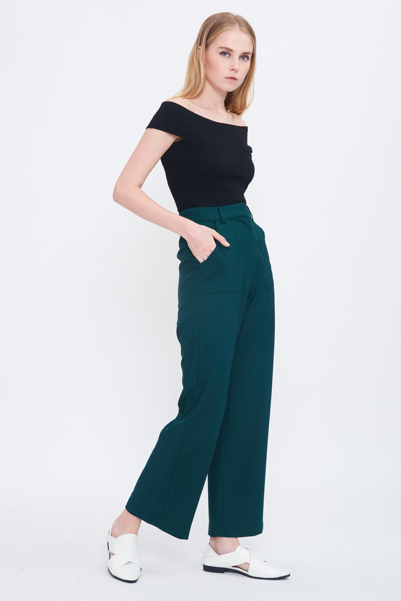 Bootcut Trousers In Forest Green