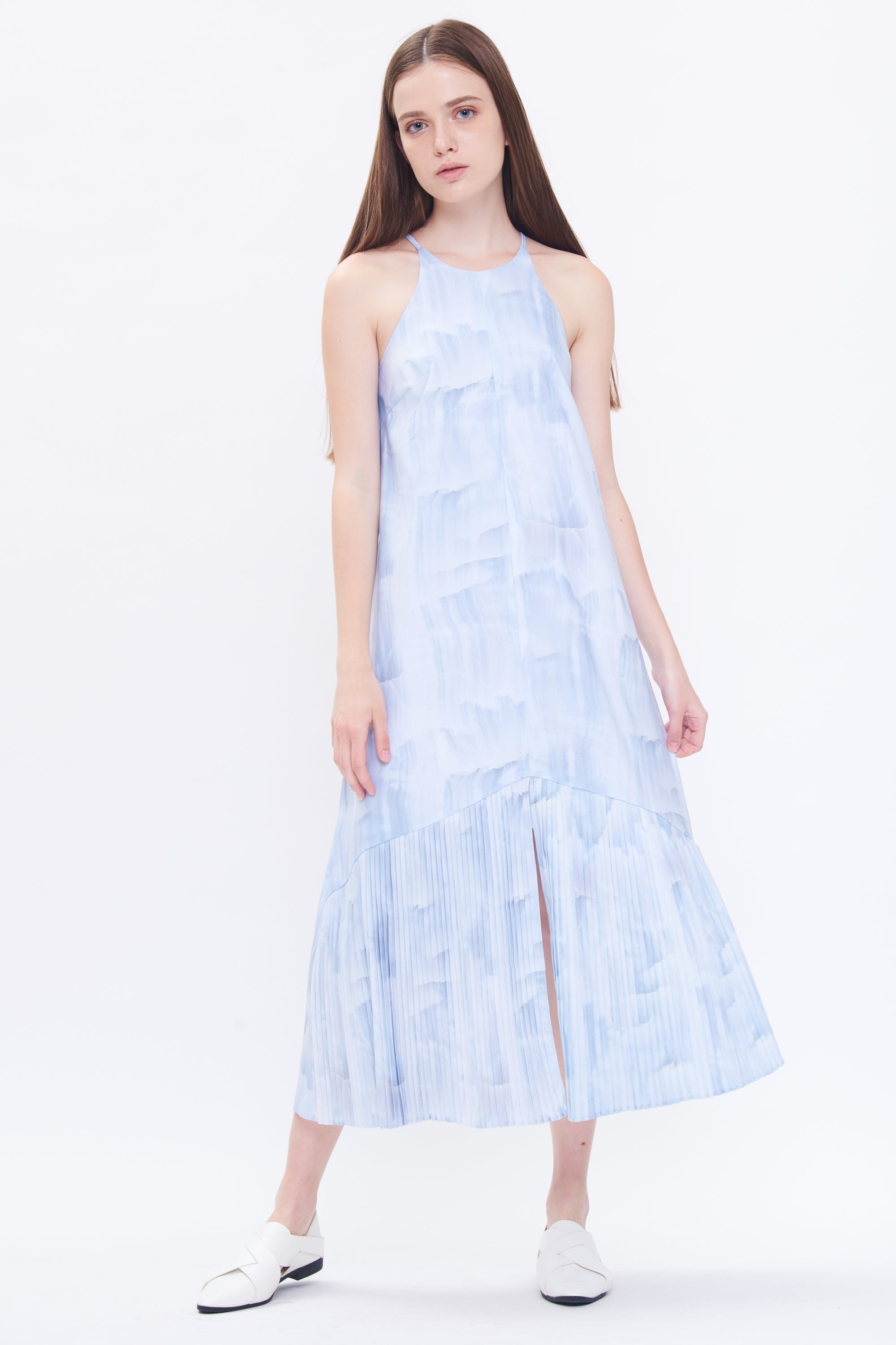 Pleated Maxi Dress in Print