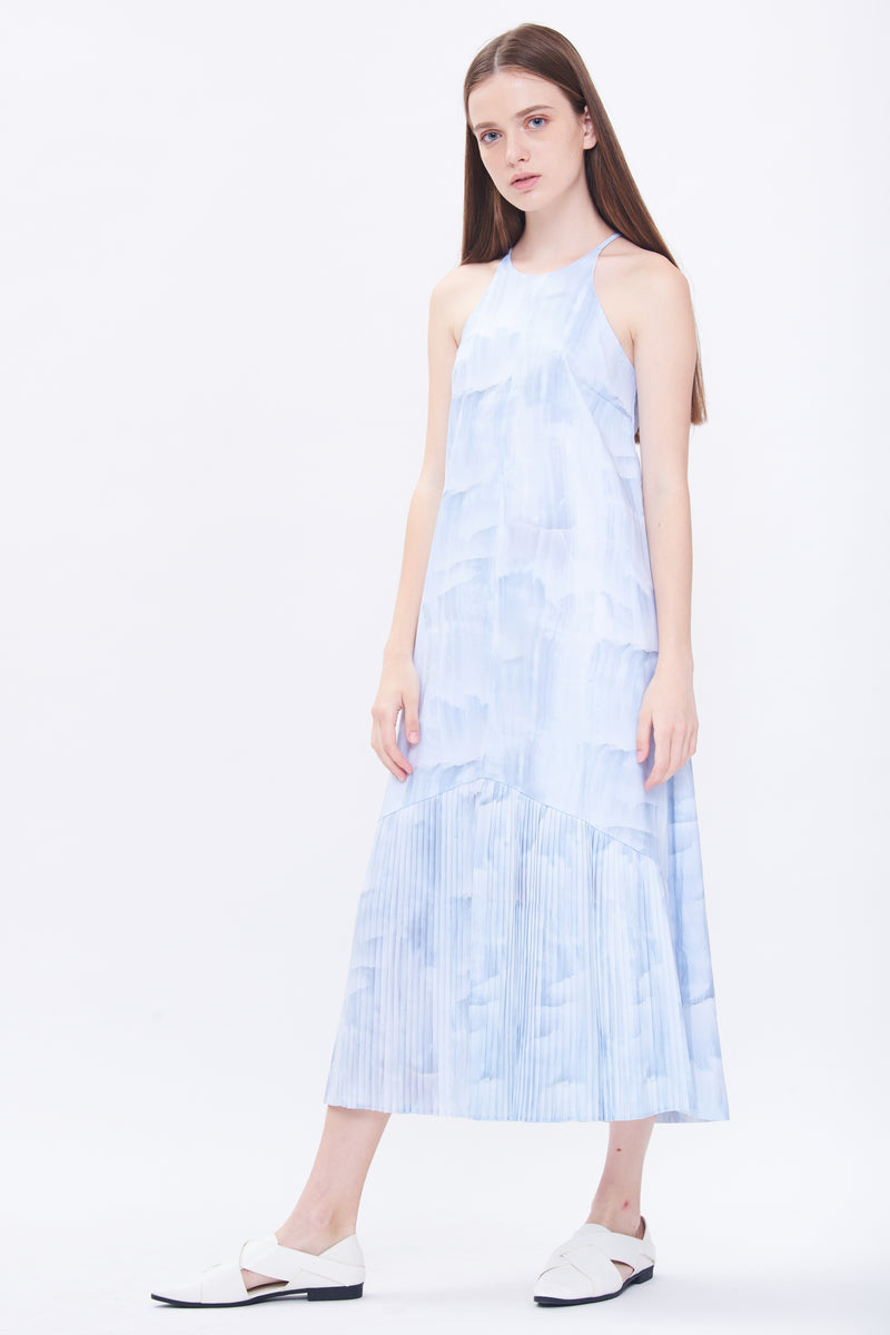 Pleated Maxi Dress in Print