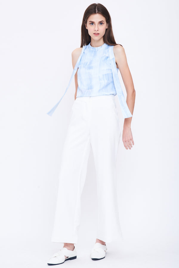 Cutout Back Sleeveless Top In Print