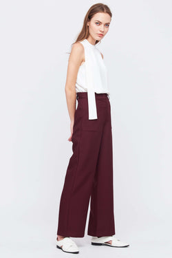 Tailored Flare Trousers In Maroon