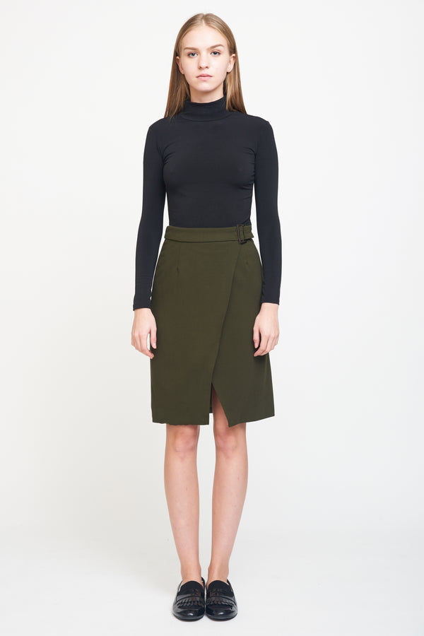 Wrap Buckle Skirt In Olive