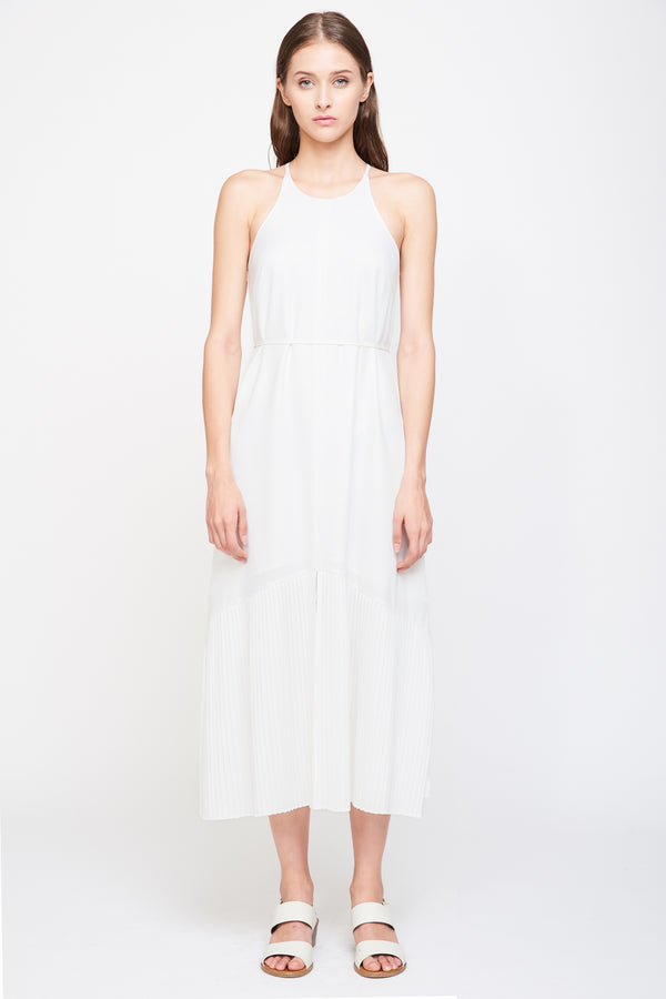 Pleated Maxi Dress in White