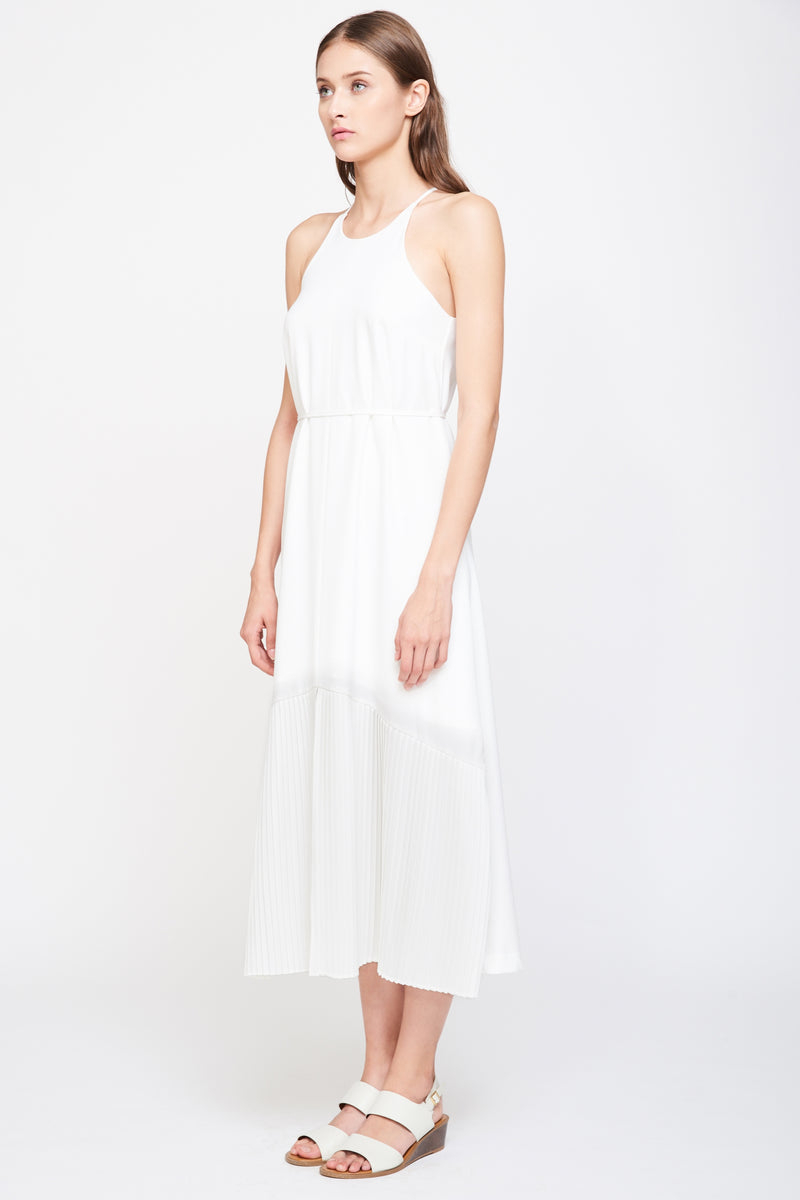 Pleated Maxi Dress in White