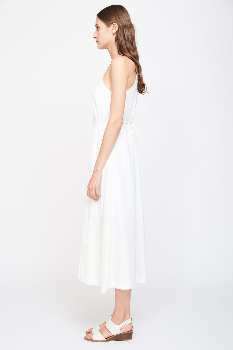 Pleated Maxi Dress in White